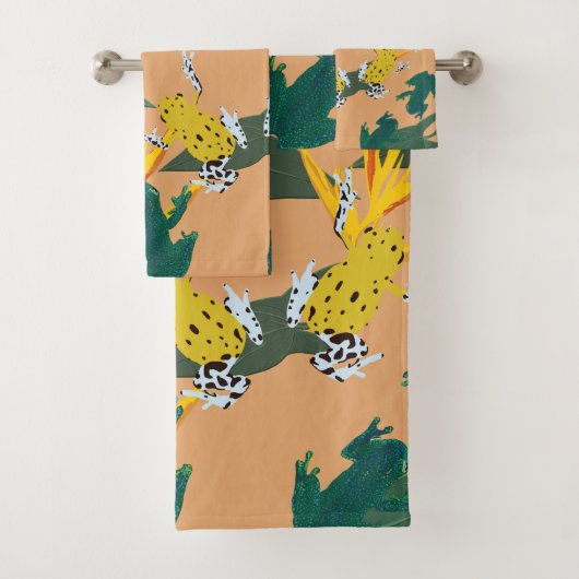 Geel groen kikkerpatroon bad handdoek (Insitu)