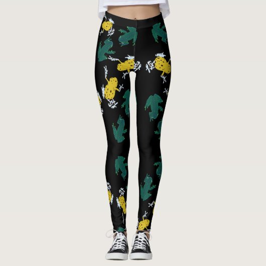 Geel groen kikkerpatroon leggings (Voorkant)