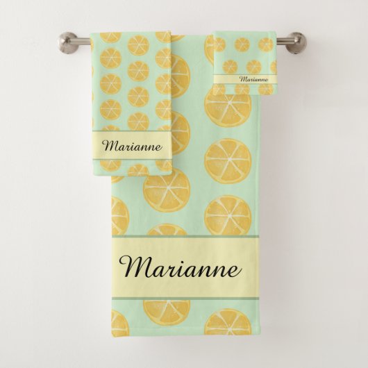 Geel Groen Lemon Badhanddoek Set Bad Handdoek (Insitu)