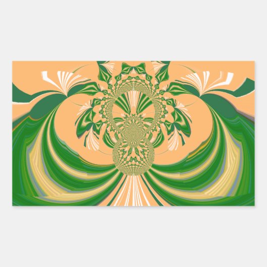 Geel groen ontwerp. rechthoekige sticker (Voorkant)