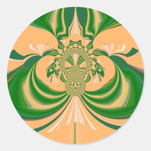 Geel groen ontwerp. ronde sticker (Voorkant)