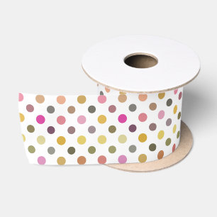 geel, groen, paars en roze polka stip lint