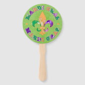 Geel Groen Paarse Mardi Gras Handwaaier (Achterkant)