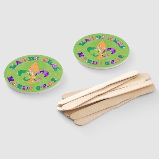 Geel Groen Paarse Mardi Gras Handwaaier (Niet-gemonteerd)