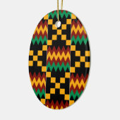 Geel, Groen, Rood, Zwart Kente Doek Keramisch Ornament (Links)