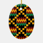 Geel, Groen, Rood, Zwart Kente Doek Keramisch Ornament (Voorkant)
