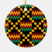 Geel, Groen, Rood, Zwart Kente Doek Keramisch Ornament (Achterkant)