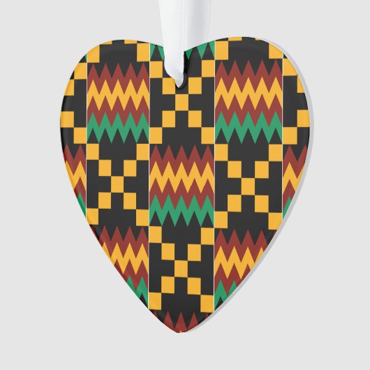Geel, Groen, Rood, Zwart Kente Doek Ornament (voorkant)
