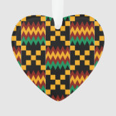 Geel, Groen, Rood, Zwart Kente Doek Ornament (voorkant)