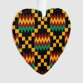 Geel, Groen, Rood, Zwart Kente Doek Ornament (voorkant)