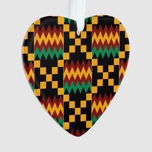 Geel, Groen, Rood, Zwart Kente Doek Ornament (voorkant)