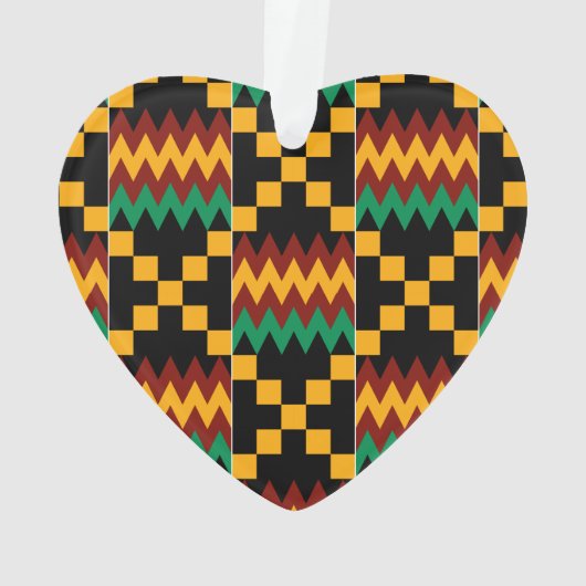 Geel, Groen, Rood, Zwart Kente Doek Ornament (achterkant)