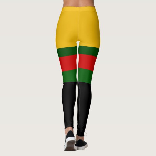 Geel Groen Rood Zwart Kleur Block Design Leggings (Achterkant)
