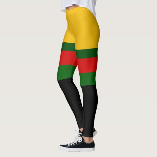 Geel Groen Rood Zwart Kleur Block Design Leggings (Links)