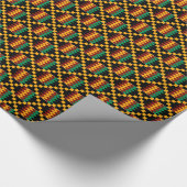 Geel, Groen, Rood, Zwart Verticaal Kente Doek Cadeaupapier (Hoek)