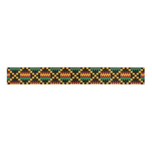 Geel, groen, rood, zwarte kente grosgrain lint