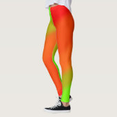 Geel groen Sinaasappel en rode golven Leggings (Links)