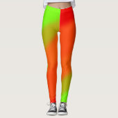 Geel groen Sinaasappel en rode golven Leggings (Voorkant)