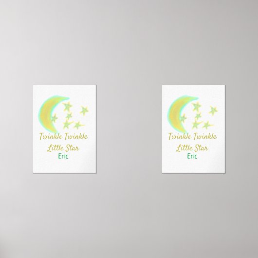 Geel groen twinkle Twinkle Little Star voeg naam t Muurkunst Sets (Voorkant)