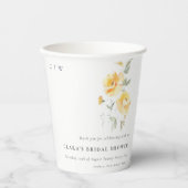 Geel groen Waterverf Roos Bloem Vrijgezellenfeest Papieren Bekers (Voorkant)