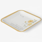 Geel groen Waterverf Roos Vloerbunch bruiloft Papieren Bordje (Gebogen)