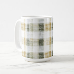 Geel Groen Wit Gestreepte Plaid Koffiemok