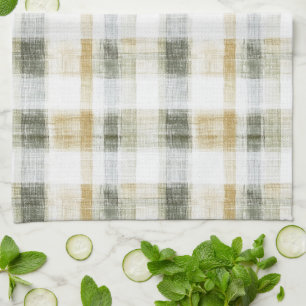 Geel Groen Wit Gestreepte Plaid Theedoek