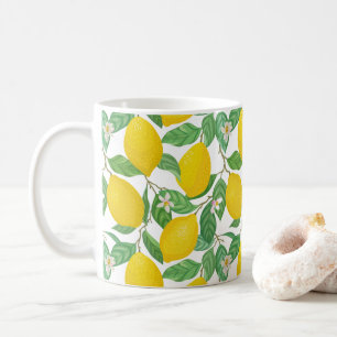 Geel groen wit lemonpatroon koffiemok