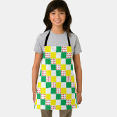 Geel, groen, wit, rode stipvierkanten schort (Insitu)
