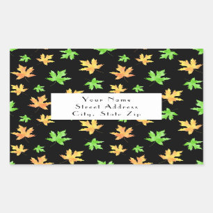Geel Groen Zwart Maple Leaf Patroon labels