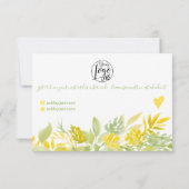 Geel groene bloemen waterverf orde dank u bedankkaart (Achterkant)