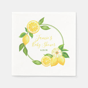 Geel Groene Citroen Citrus Bloemen Baby shower Par Servetten
