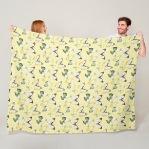 Geel Groene Vlinders Verjaardag Fleece Deken