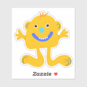 Geel groothoekmonster 4 x 4 sticker