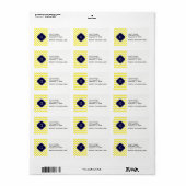 Geel groots Chevron Navy Blue Quatrefoil Monogram Etiket (Full Sheet)