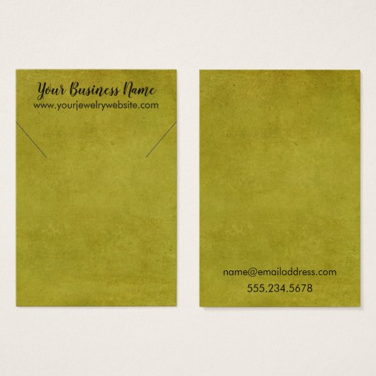 Geel  Grunge Ketting Houder Display Kaart (Voorkant /achterkant)