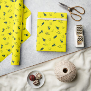 Geel Halloween Patroon Gift Wrap 💀 Cadeaupapier