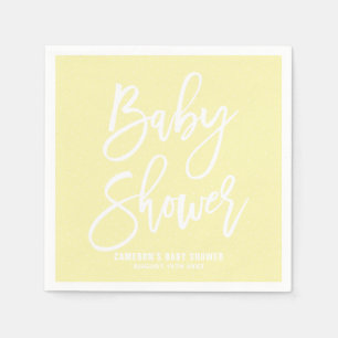 Geel Hand Geletterd Baby shower Papieren servetten