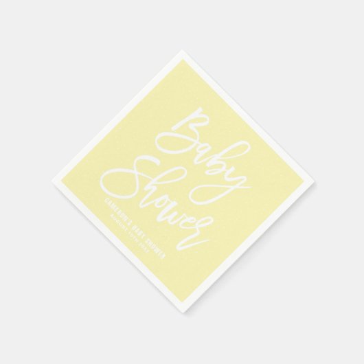 Geel Hand Geletterd Baby shower Papieren servetten (Hoek)