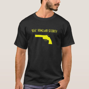 geel handpistool, "REAL" HOMELAND VEILIGHEID T-shirt
