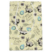 Geel Happy Easter Naam Bunny Medium Cadeauzakje (Voorkant)