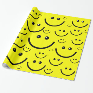 Geel Happy Face Patroon Print Cadeaupapier