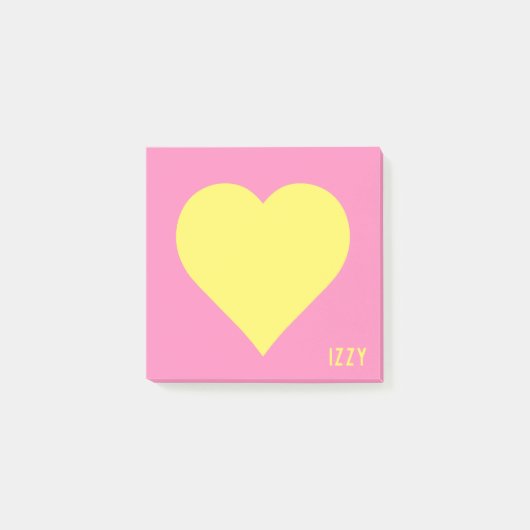 Geel Hart Heet Roze Naam Post-it® Notes (Voorkant)