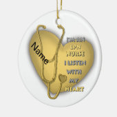 Geel hart LPN zuster Keramisch Ornament (Links)