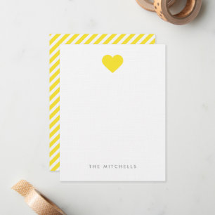 Geel Hart Monogram Briefpapier Notitiekaartje