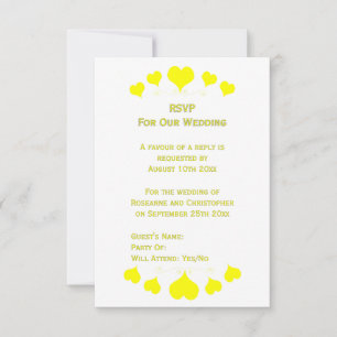 Geel Hart Ontwerp Trouwdag RSVP Kaartje