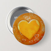 Geel hart ronde button 7,6 cm (Voorkant /achterkant)