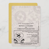 Geel Hawaii Passport Uitnodiging voor het Huwelijk (Voorkant / Achterkant)