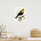 Geel Headed Blackbird Art Print Poster (Keuken)