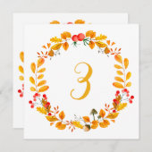 Geel herfsttafelnummer. Oranje herfstbruiloft Kaart (Voorkant / Achterkant)